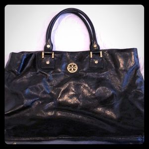 Tory Burch medium black leather totes